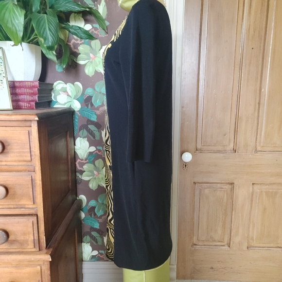 Misook Black & Gold Abstract Knit Dress Size Small | Long Sleeve | Career Chic - Picture 5 of 10